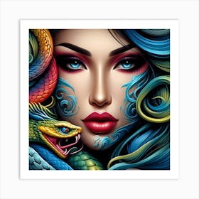 Chinese Woman With Snake Art Print