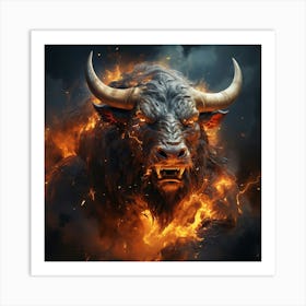 Bull On Fire 1 Art Print