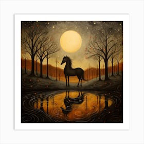 Horse In The Moonlight 1 Art Print