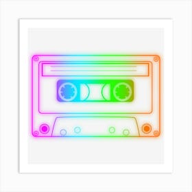 Neon Cassette Icon Vector Illustration Art Print