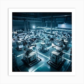 Aerial Drone View Capturing A Sprawling Futuristic Factory Panels Of Intricate Ai Control Systems B (4) Art Print