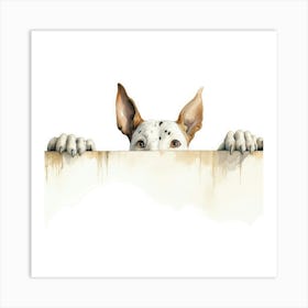 Dalmatian Dog Peeking Over A Wall Art Print