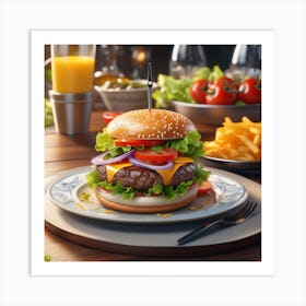 Hamburger On A Plate 186 Art Print