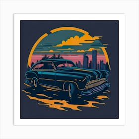 Car Colored Artwork Of Graphic Design Flat (25) Art Print