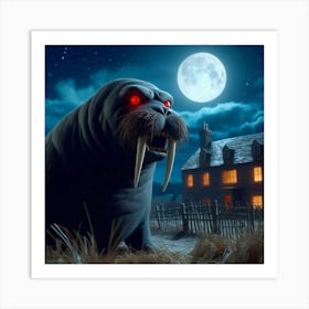 Walrus At Night Art Print