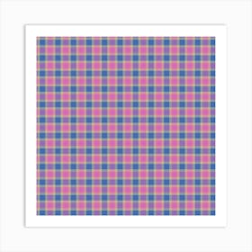 Pink And Blue Gingham Fabric Art Print