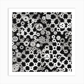 Gears On Black Background 14 Art Print