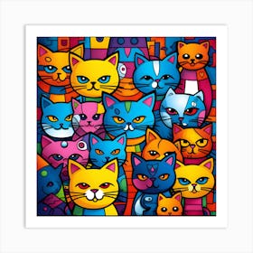 Colorful Cats Art Print