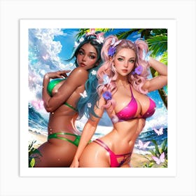 Two Women In Bikinis 29 Art Print