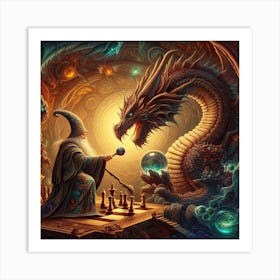 Chess With Dragon Art Print