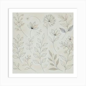 Botanical Line Art Printed Art A Minimalist And Elegant Depiction Of Botanical Elements In Line Art, Perfect For Bringing A Sophisticated Nature Inspired Touch To Any Space Printed Art 1 Art Print