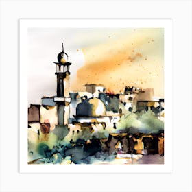 Watercolor Of A Mosque 1 Art Print