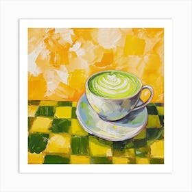 Matcha Latte Yellow Checkerboard 3 Art Print