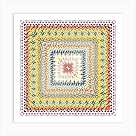 Mid Century Modern Geometric in Retro Zigzag Pattern Art Print