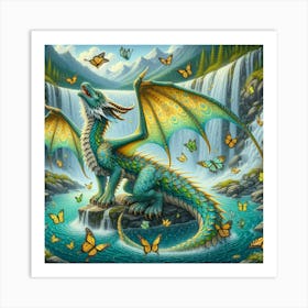 Dragon With Butterflies 2 Art Print