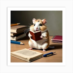 Hamster Reading A Book 4 Art Print