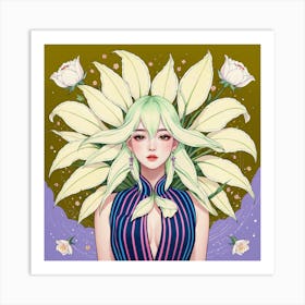 Asian Girl With Flowers 15 Art Print