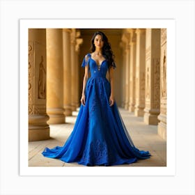 Blue Evening Gown 1 Art Print