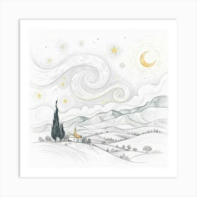 Starry Night In Tuscany Art Print