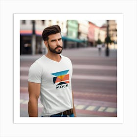 V-Neck T-Shirt Mockup Art Print