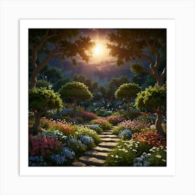 Fairy Garden At Night 4 Art Print