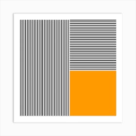 Minimalist Orange And Black Stripes Art Print