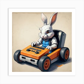 Rabbit In A Car 4 Art Print