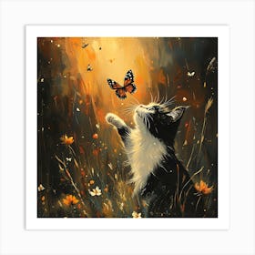 Butterfly Cat Art Print