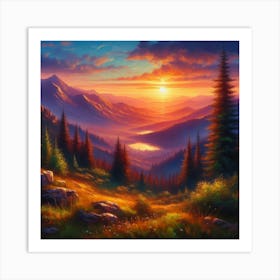 Sunset In The Mountains 38 Art Print