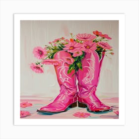 Pink Cowboy Boots 4 Art Print