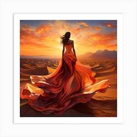 Woman In The Desert 1 Art Print