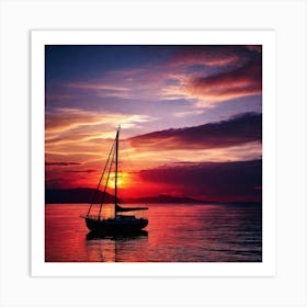 Sunset Sailboat 7 Art Print