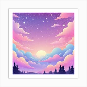 Sky With Twinkling Stars In Pastel Colors Square Composition 264 Art Print