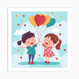 Children With Balloons Art Print