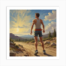 Runner At Sunset Art Print