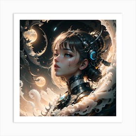 Girl In Space Art Print