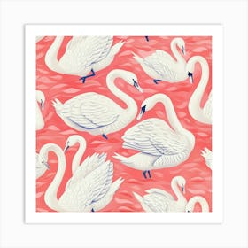 Swans On Pink Art Print