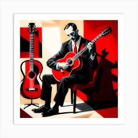 Man Playing Guitar*Cubist art * Art Print