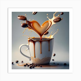 Heart Coffee Pouring Art Print