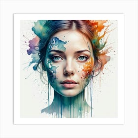 Watercolor Portrait Of A Woman 2 Art Print