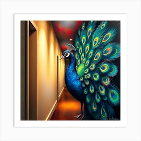 Peacock Hallway Wall Poster Oil On Canvas Painting Poster