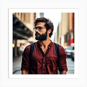 Bearded Man In City Art Print