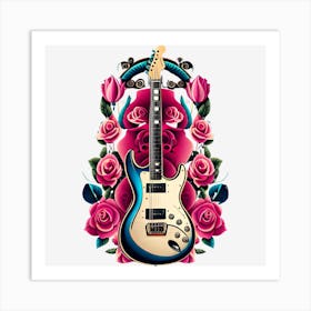 Electric Guitar With Roses 7 Art Print