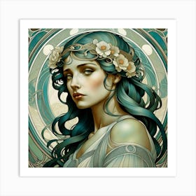 Art Nouveau Girl 4 30x30in 8280x8280px 19 Art Print