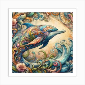 Colorful Dolphin 2 Art Print