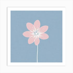 A White And Pink Flower In Minimalist Style Square Composition 678 Art Print