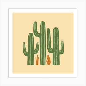 Rizwanakhan Simple Abstract Cactus Non Uniform Shapes Petrol 3 Art Print