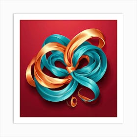 Vector Decorative Ornamental Ribbon Bow Curled Twisted Elegant Delicate Stylish Adorned F (1) Art Print