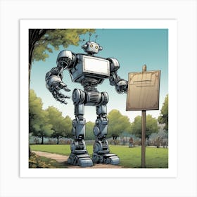 Robot In The Park Art Print