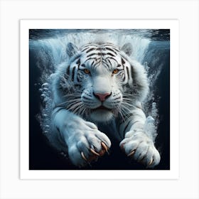 White Tiger Underwater Art Print